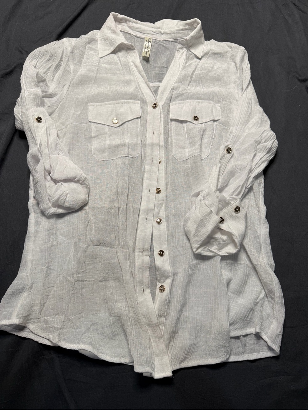 PerSeption Concept White Semi-Sheer Button-Down Shirt
